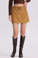 Falda Mujer Cinturón Ancho Camel