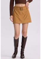 Falda Mujer Cinturón Ancho Camel