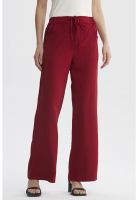Pantalón Mujer Pretina Con Cordón Rojo Oscuro