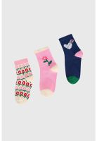 Calcetín De Vestir Niña Frutas Rosado