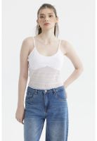 Peto Mujer Pabilo Lazo Escote Blanco