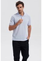 Polera Hombre Piqué Básica Lisa Celeste