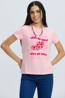 Polera Mujer Básica Print Palo Rosa