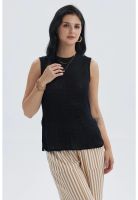 Polera Mujer Tejida Abertura Negro