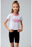 Polera Niña Con Rib A Contraste Rosado