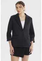 Blazer Mujer Liso Puño Print Negro