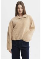 Polar Mujer Corderito Medio Cierre Beige