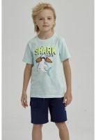 Polera Niño Print Lentejuelas Aqua