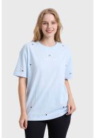 Polera Mujer Ojetillos Celeste