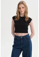 Polera Mujer Crop Negro