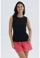 Polera Mujer Aplicación Botones Negro