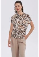 Polera Mujer Animal Print Beige