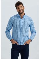 Camisa Hombre Cuadros Azul
