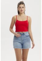 Polera Peto Mujer Crop Rib Rojo Oscuro