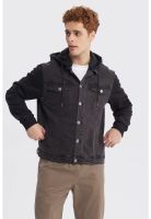Chaqueta Hombre Denim Con Gorro Negro