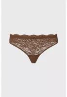 Calzón Mujer Colaless Con Encaje Pretina Café Claro