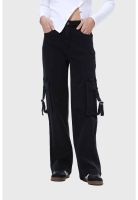 Jeans Mujer Cargo Calce Recto Negro - lll