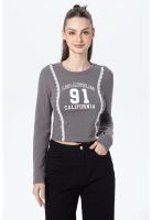 Polera Mujer Print Central Gris