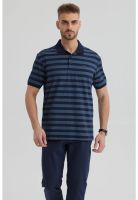 Polera Hombre Cuello Camisero Azul Marino