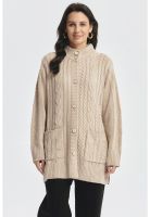 Sweater Mujer Largo Con Botón Beige