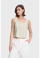 Blusa Mujer Crop Escote Cuadrado Caqui