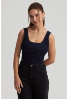 Peto Mujer Corset Hilos Azul Oscuro