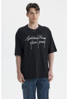 Polera Hombre Estampado Negro / Blanco