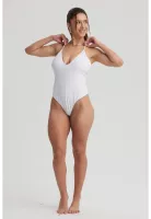 Traje de Baño Mujer Entero Escote Profundo Blanco