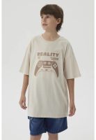 Polera Niño College Print 3D Beige