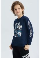 Polera Niño Print Azul Oscuro