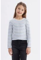 Polera Niña Rayas Celeste