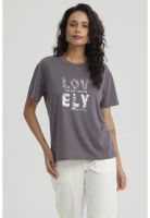 Polera Mujer Print Con Aplicación Marengo