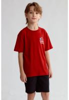 Polera Niño Print Posicional Burdeo