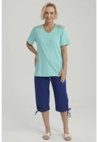 Polera Mujer Detalle Hombro Turquesa