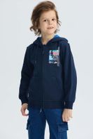 Polerón Niño Print Posicional Azul Oscuro