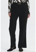 Pantalón Mujer Calce Recto Detalle Pretina Negro