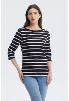 Polera Mujer Print Rayas Negro