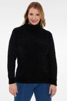 Sweater Mujer Trenzado Casual Negro
