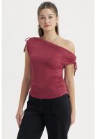 Polera Mujer Ajustado Nudo Magenta