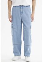 Jeans Hombre Baggy Cargo Azul Claro