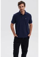 Polera Hombre Piqué Básica Lisa Azul Marino - V