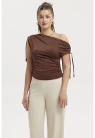 Polera Mujer Ajustado Nudo Café Oscuro