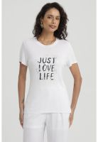 Polera Mujer Print Blanco / Negro