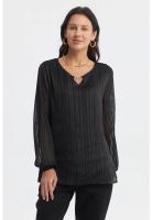 Blusa Mujer Aplicación Cuello Negro