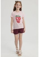 Polera Niña Básica Estampada Rosado Claro