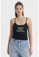 Peto Mujer Pabilo Aplicación  Negro