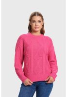 Sweater Mujer Trenzado Fucsia