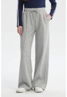 Pantalón Buzo Mujer Wide Leg Gris Melange - ll