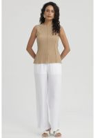Polera Mujer Texturizada Beige Claro