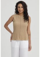 Polera Mujer Texturizada Beige Claro